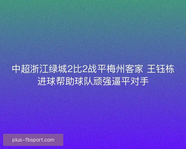 中超浙江绿城2比2战平梅州客家 王钰栋进球帮助球队顽强逼平对手